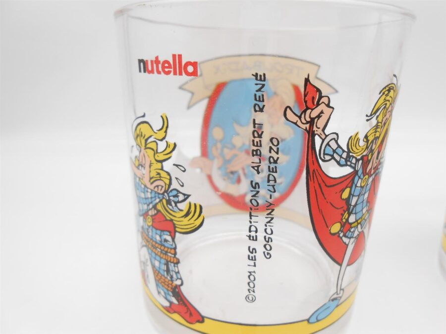 2 Nutella Retro Gläser Obelix & Troubadix Vintage Glas 2001
