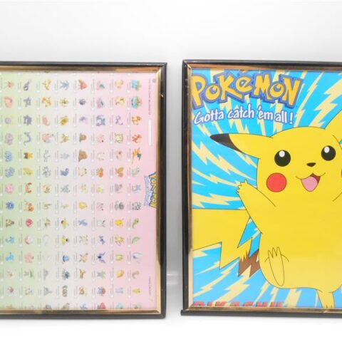 2 Pokemon Poster in Bilderrahmen Erste Generation + Pikachu Vintage Retro
