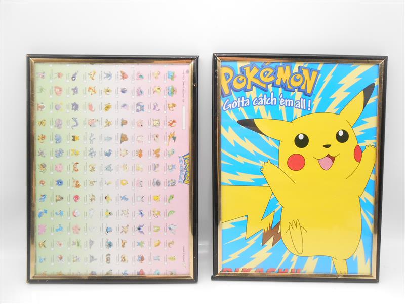 2 Pokemon Poster in Bilderrahmen Erste Generation + Pikachu Vintage Retro