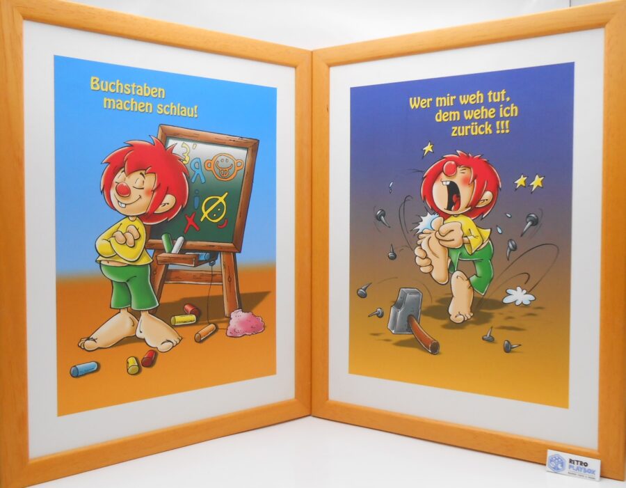 2 Pumuckl Bilder im Rahmen Vintage Retro 90er Jahre 30x40cm Rarität