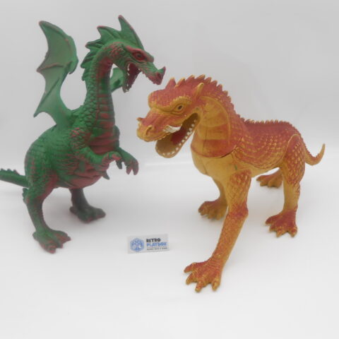 2 Vintage Drachen Figuren 1984 Spielzeug Dinosaurier Chitech Industries