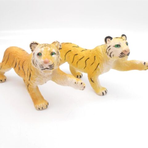 2x Bullyland Tiger Gelb Schwarz Vintage 5x10cm Top Zustand