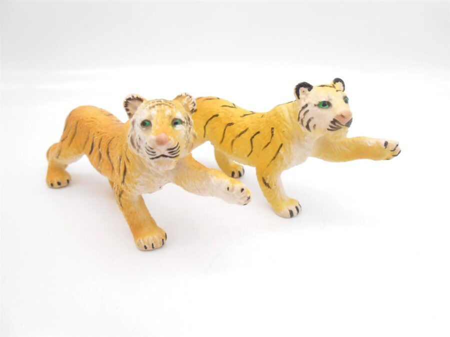 2x Bullyland Tiger Gelb Schwarz Vintage 5x10cm Top Zustand