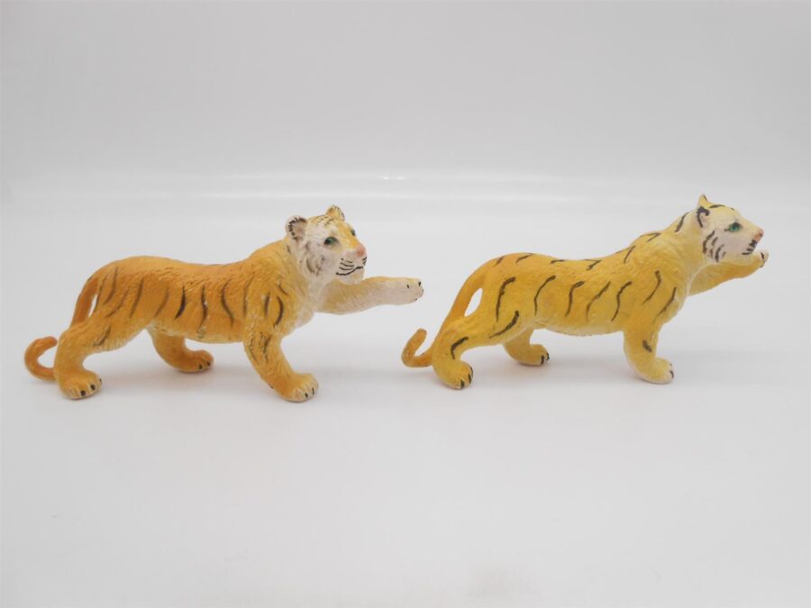 2x Bullyland Tiger Gelb Schwarz Vintage 5x10cm Top Zustand