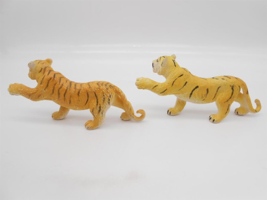 2x Bullyland Tiger Gelb Schwarz Vintage 5x10cm Top Zustand