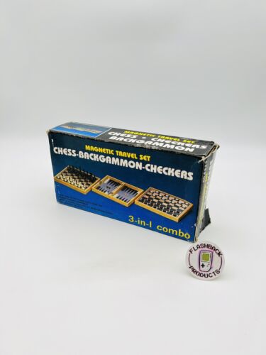 3 in 1 Spiel - SCHACH / Dame / Backgammon - Holz - Magnetisch