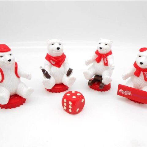 4x Coca Cola Polarbären Vintage 2002 Figuren Winter Eisbären Polarbärenspiel