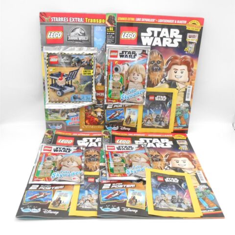 4x LEGO Hefte Star Wars & Jurassic World Luke Skywalker Minifigur