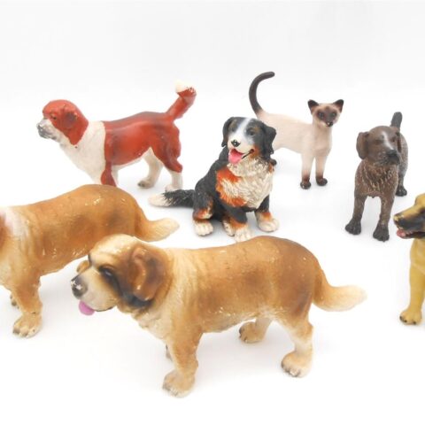 7 Schleich Hunde & Katze Vintage Figuren Bernhardiner Drathaar & mehr