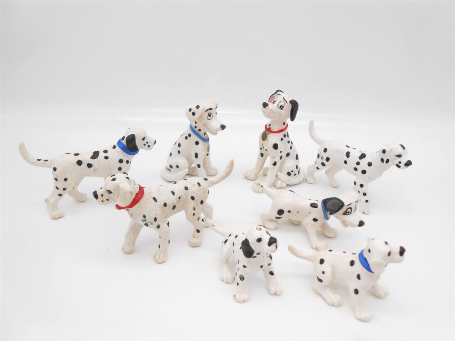8 Dalmatiner Bullyland Vintage Figuren Hund schwarz weiß