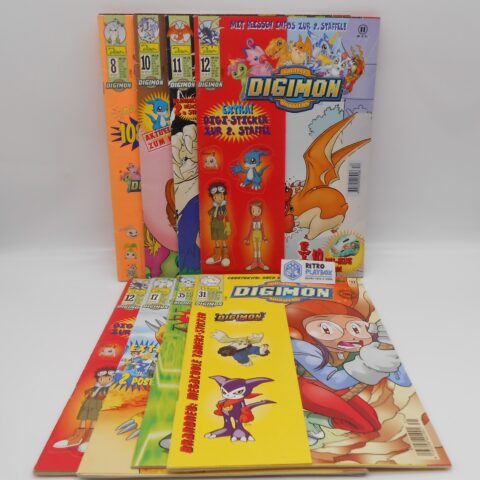8 DIGIMON Hefte Comics Dino Bongo mit Sticker Heft Retro Vintage 2000er