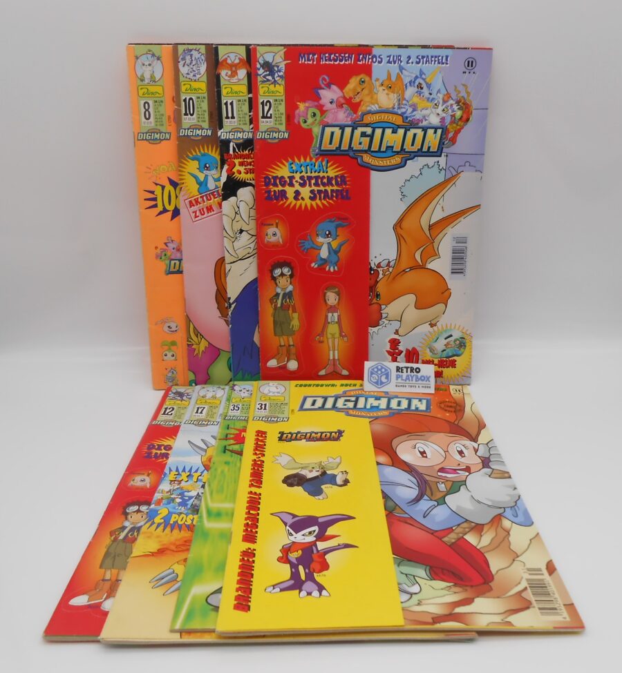 8 DIGIMON Hefte Comics Dino Bongo mit Sticker Heft Retro Vintage 2000er