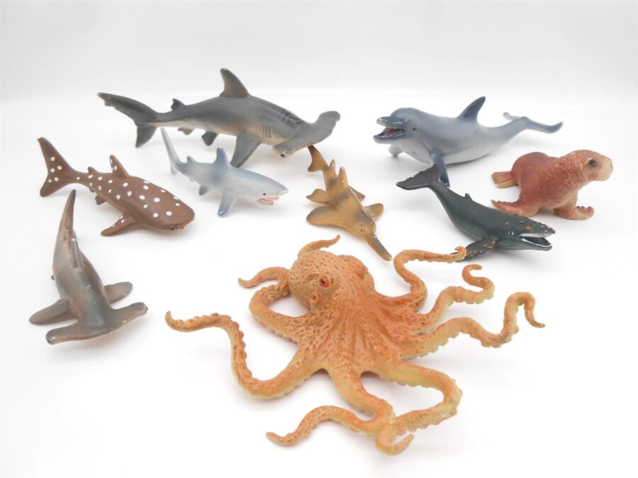 9 Vintage Bullyland Meerestiere Konvolut Hai Robbe Delfin Krake Wahl