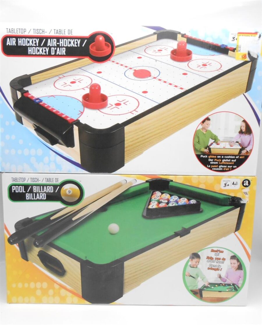 Air Hockey + Pool Billard Spiel Tischspiel ca. je 22cm x 40cm vollständig