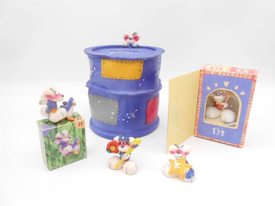 Diddl Maus Spardose + 4 Sammelfiguren Depesche Vintage 90er