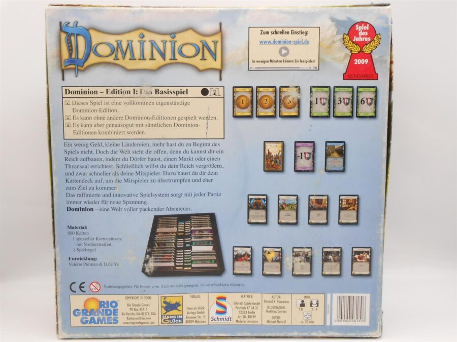 DOMINION Kartenspiel Spiel des Jahres 2009 ab 8 Jahre 2-4 Spieler