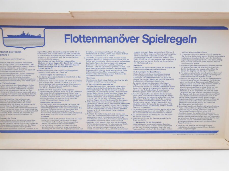 Flottenmanöver - MB Spiele 1972 - Vollständig Vintage Gesellschaftsspiel