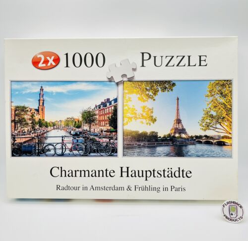 Frühling in Paris / Radtour in Amsterdam Puzzle F.X. Schmid 2x1000 Teile