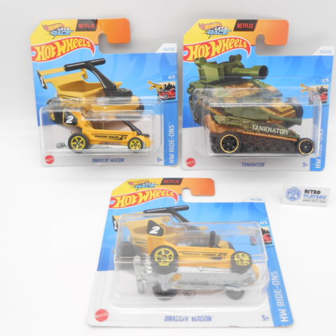 Hot Wheels HW RIDE-ONS 2x Draggin Wagon & TANKNATOR Mattel