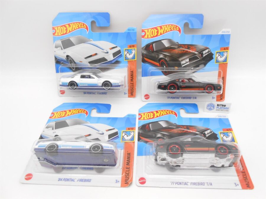 Hot Wheels Muscle Mania 2x 84 Pontiac Firebird 2x 77 Pontiac Firebird
