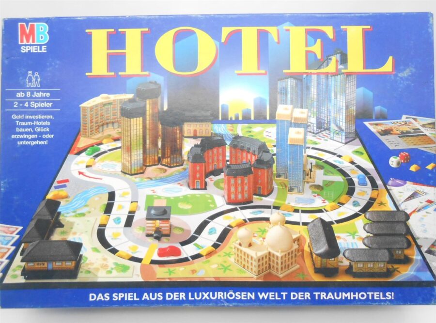 Hotel MB Brettspiel Blaue Ausg. 1996 Hasbro Guter Zustand inkl. Laternen