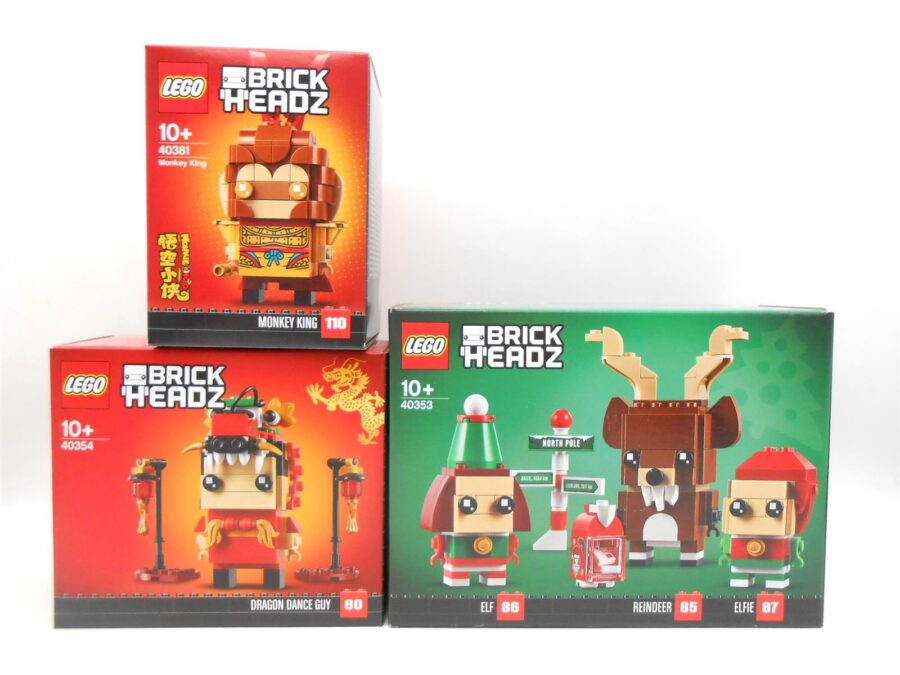 Lego Brickheadz 40353 + 40354 + 40381 Monkey King Elf Drachenreiter Bundle