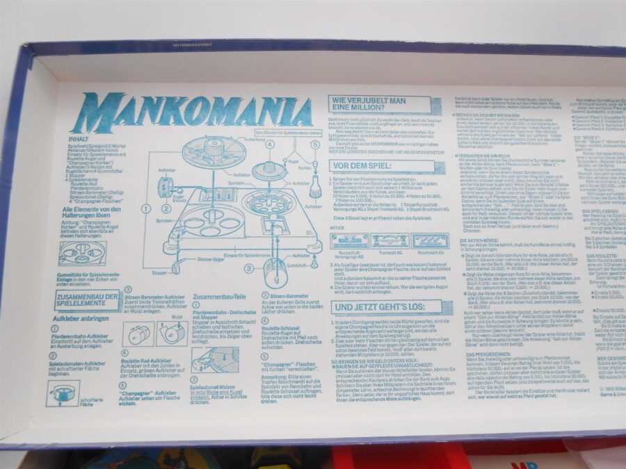 MANKOMANIA Gesellschaftsspiel MB Spiel Vollständig Retro 1985