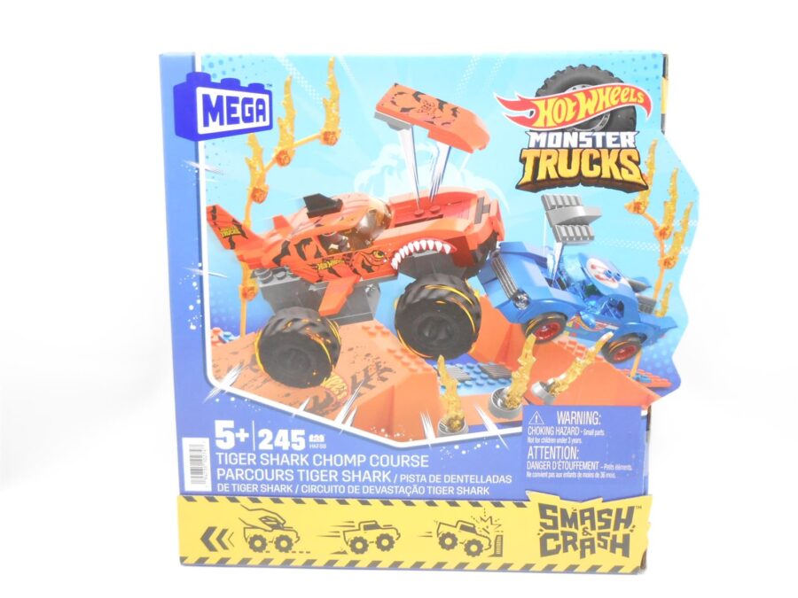Mattel HKF88 MEGA Hot Wheels Monster Trucks Tiger Shark Crash Wettkampf