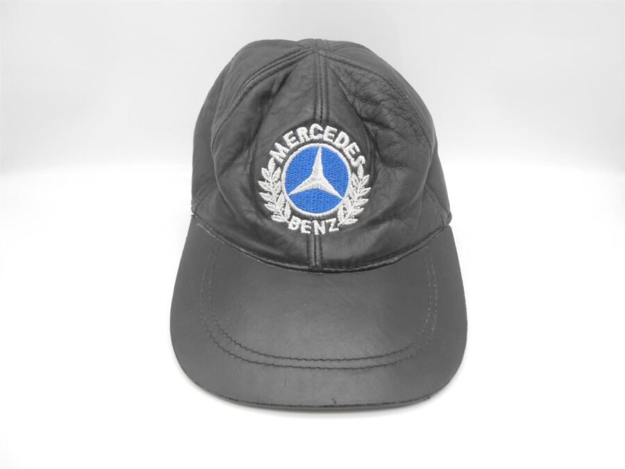 Mercedes Benz Vintage Kappe Schwarz Leder 90er Jahre sehr gut erhalten