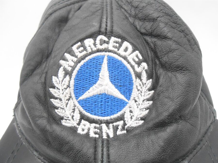 Mercedes Benz Vintage Kappe Schwarz Leder 90er Jahre sehr gut erhalten