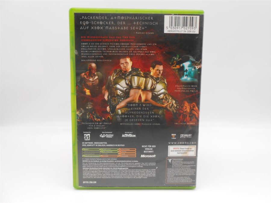 Microsoft Xbox Classic Spiel DOOM 3 Zustand Gut