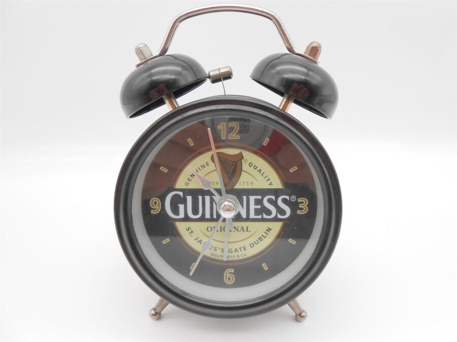 Offizieller Guinness Wecker Schwarz Doppelglockenwecker sehr guter Zustand