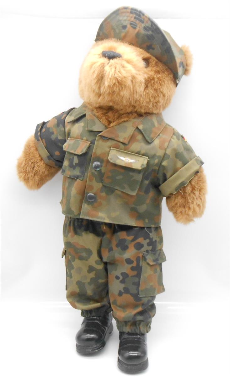 Plüsch Bundeswehr Bär 55cm mit Fallschirmspringerabzeichen & Stiefel Rar