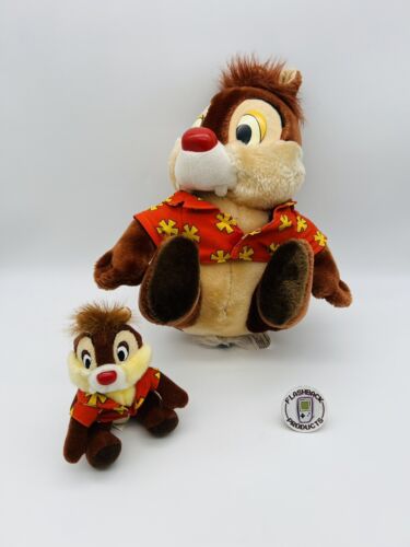 PLÜSCH TIC UND TAC DISNEYLAND PARIS EICHHÖRNCHEN TAC BLUMIGES HEMD ORANGE