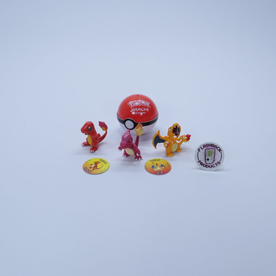 Pokémon Mini Figur+ Pokéball & PIN GLUMANDA GLUTEXO GLURAK 1999