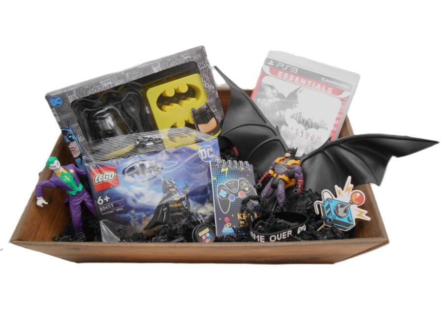 PRÄSENTKORB "Batman Fan-Set" Lego Figuren PS3 Game Geschenkidee