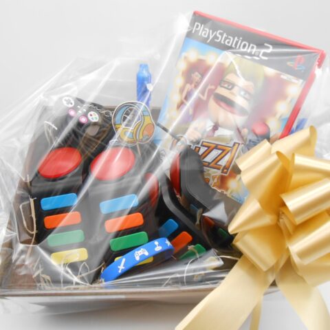 PRÄSENTKORB "BUZZ! PS2 Set" Playstation Spiel + BUZZer!