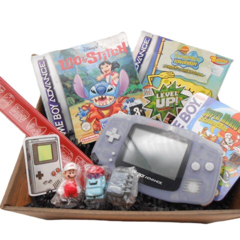 PRÄSENTKORB "Gameboy Advance" Nintendo + 2 Spiele in OVP Retro Geschenkidee