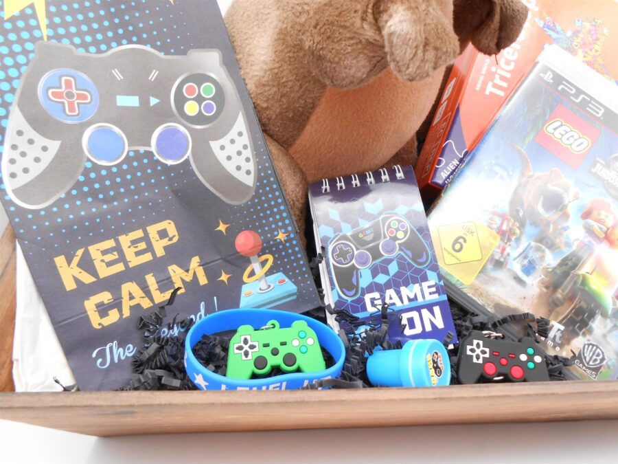 PRÄSENTKORB "Jurassic World" PS3 Spiel Dinosaurier Plüsch &mehr Geschenkidee