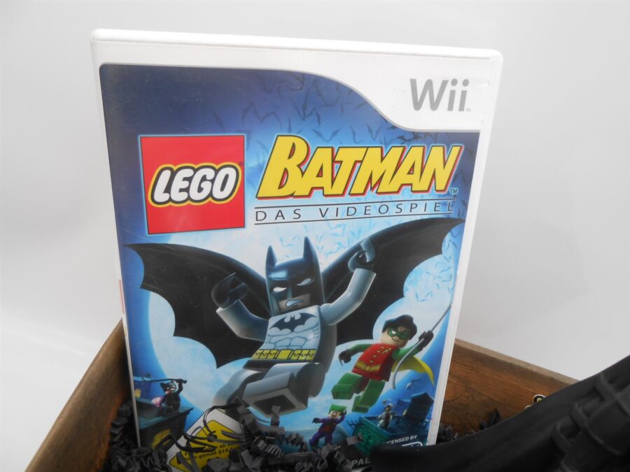 PRÄSENTKORB "Lego Batman Nintendo Wii" Spiel + Batman Spardose + Lego Set