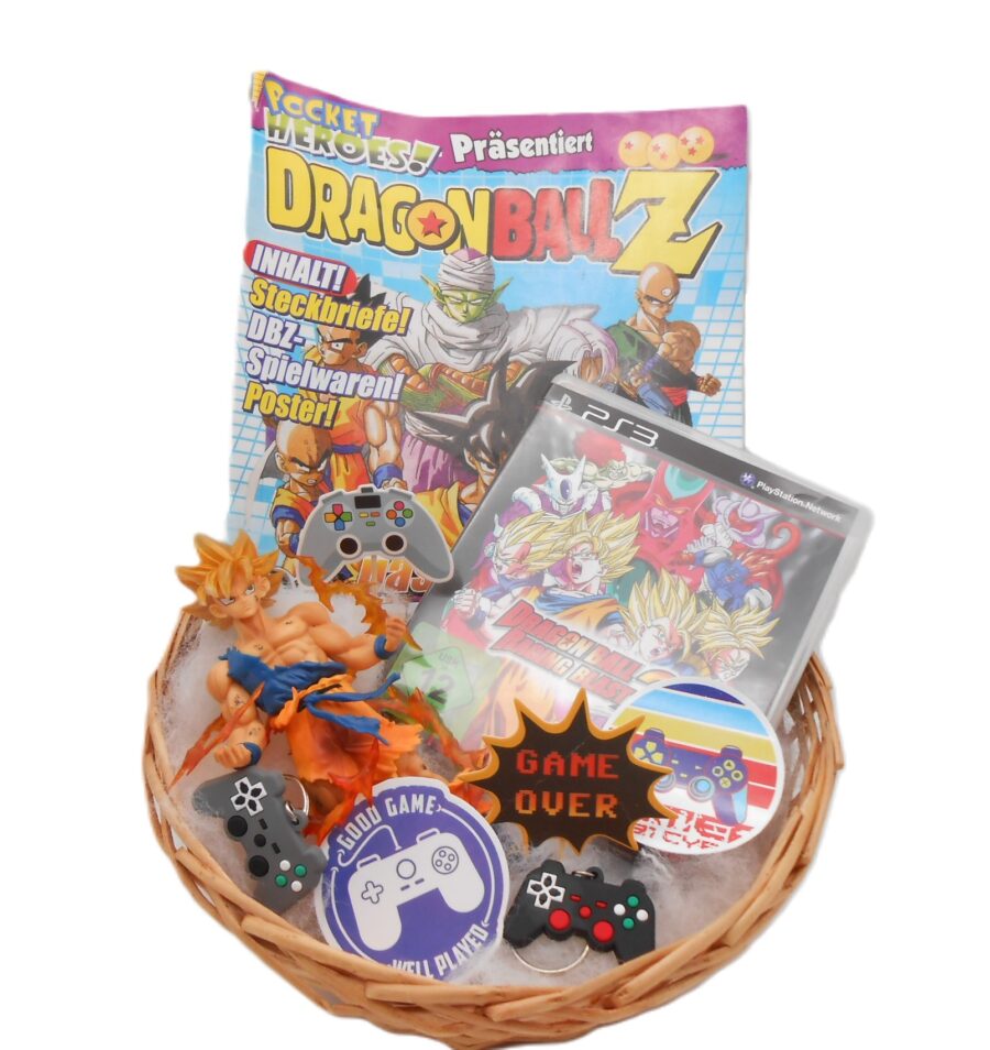 PRÄSENTKORB "PS3 Dragonball Set" Playstation Spiel+ Figur+ Heft Geschenkidee