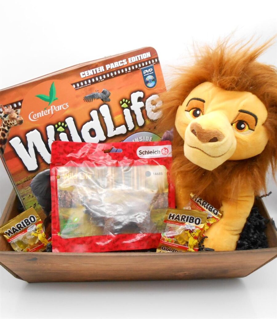 PRÄSENTKORB "Wildlife" König der Löwen - Brettspiel - Schleich Geschenkidee