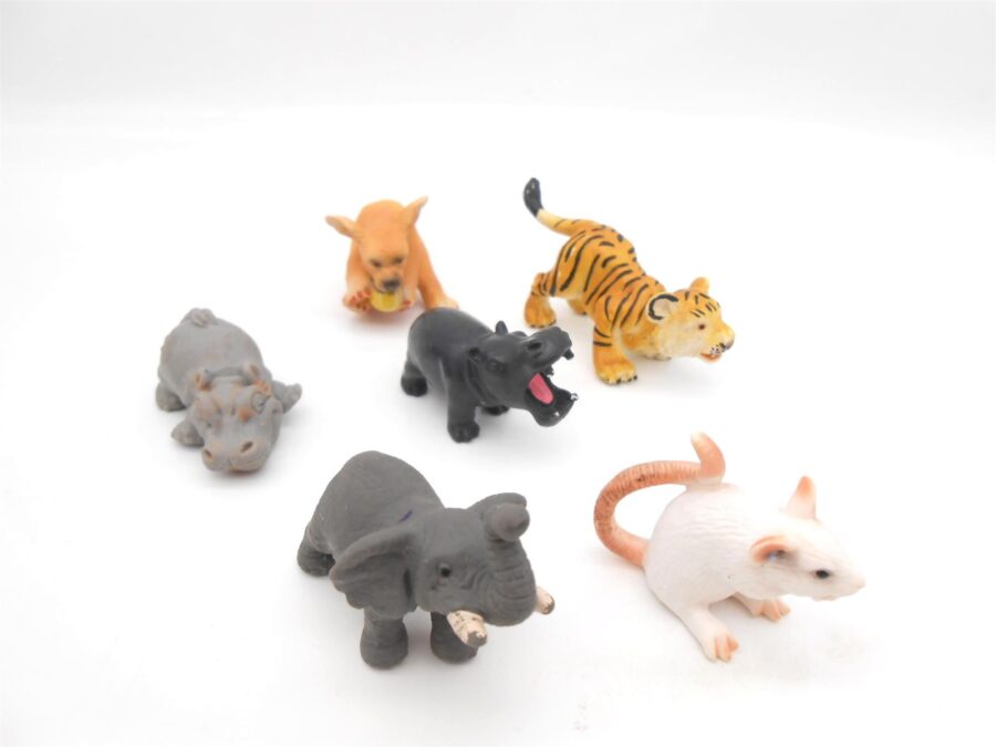 Schleich 6 Miniatur Figuren Vintage Elefant Nilpferd Maus & mehr