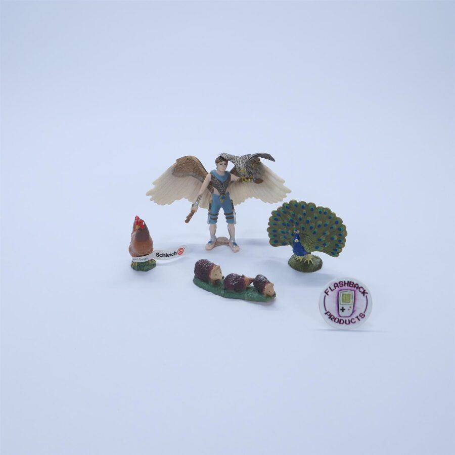 Schleich BULLYLAND 4 Figuren Bundle HUHN IGEL PFAU ARELAN + FALKE Retro