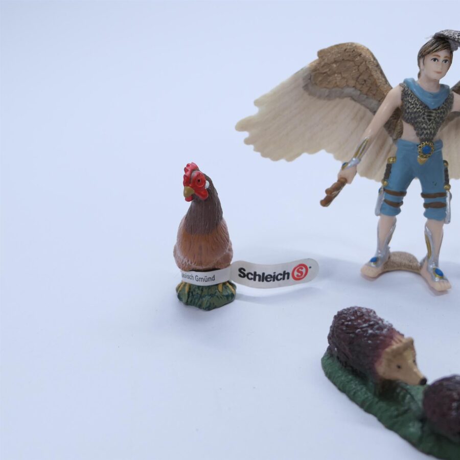 Schleich BULLYLAND 4 Figuren Bundle HUHN IGEL PFAU ARELAN + FALKE Retro