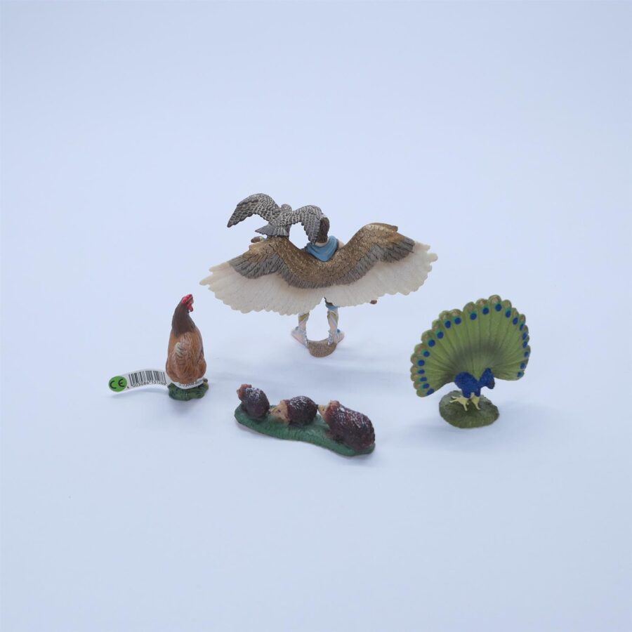 Schleich BULLYLAND 4 Figuren Bundle HUHN IGEL PFAU ARELAN + FALKE Retro