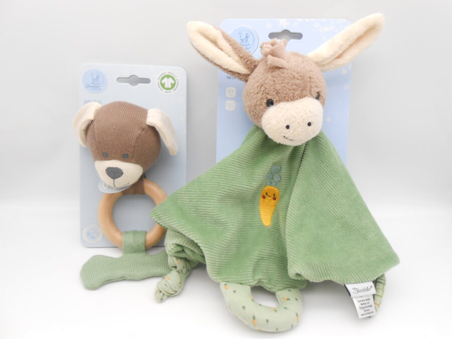 Sterntaler Schmusetuch Kuscheltuch Esel + Rassel Hund Kind Baby Neu