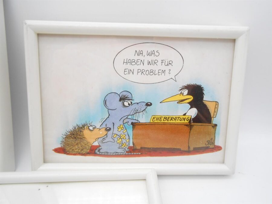Uli Stein & Gerd Koch Cartoon Edition 7 Bilder +Rahmen in Postkartengröße