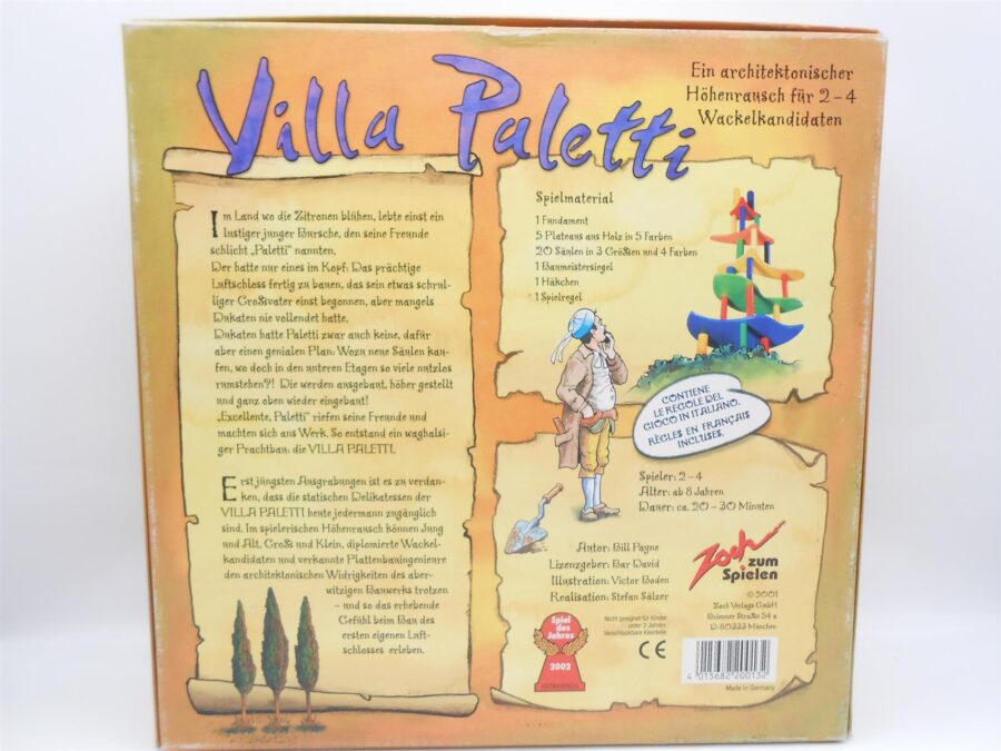 Villa Paletti Spiel des Jahres 2002 Brettspiel ab 8 Jahren 2-4 Spieler