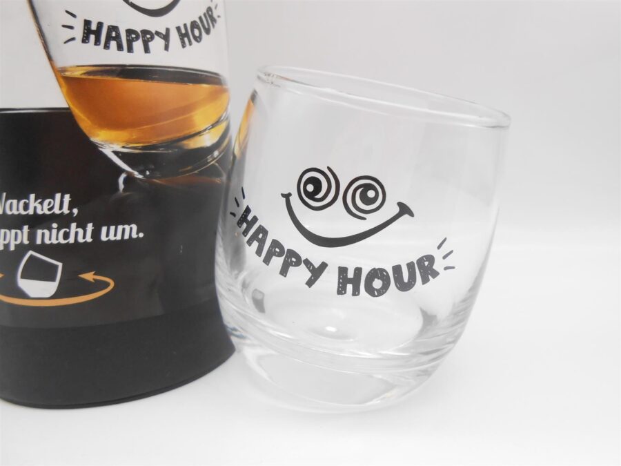 Wackelglas "Happy Hour", 2er Set Schwenkglas Whiskeyglas Rumglas